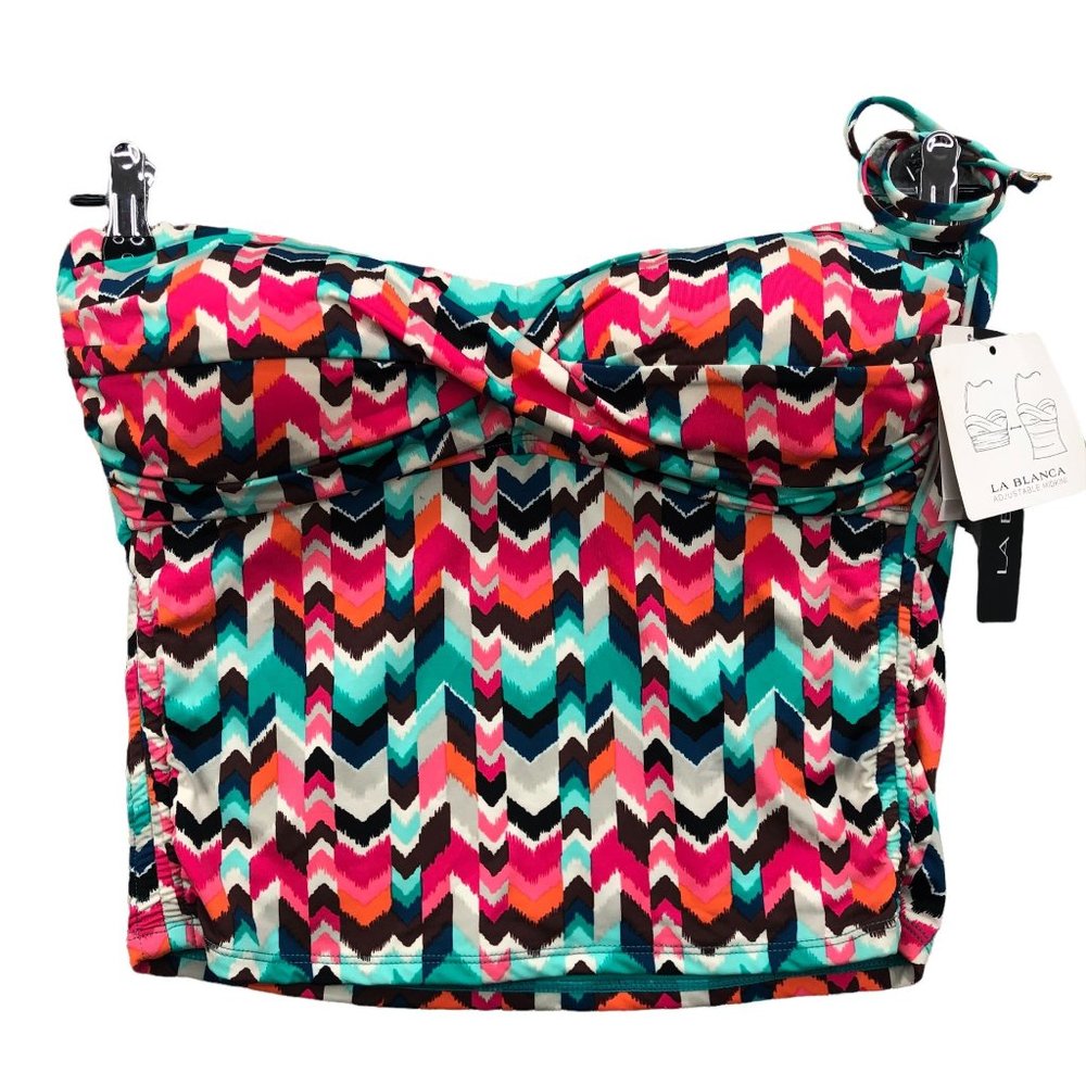 La Blanca Women's Swim Midkini Top 12 Multi Molded Cups Strapless Aztec Adjust
